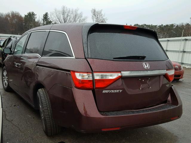 5FNRL5H46BB100854 - 2011 HONDA ODYSSEY EX BURGUNDY photo 3