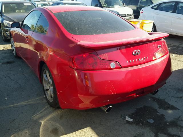 JNKCV54E15M413321 - 2005 INFINITI G35 RED photo 3