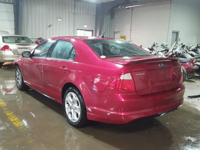 3FAHP0HA6BR328088 - 2011 FORD FUSION SE RED photo 3