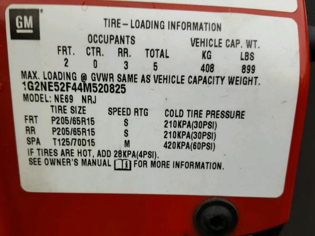 1G2NE52F44M520825 - 2004 PONTIAC GRAND AM S წითელი ფოტო 10