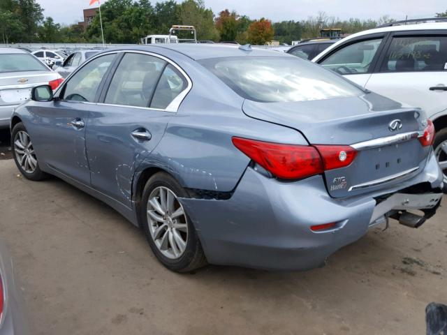 JN1AV7AR3EM702974 - 2014 INFINITI Q50 HYBRID BLUE photo 3