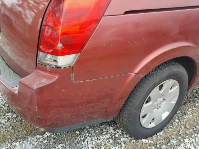 5N1BV28UX5N133755 - 2005 NISSAN QUEST S RED photo 9