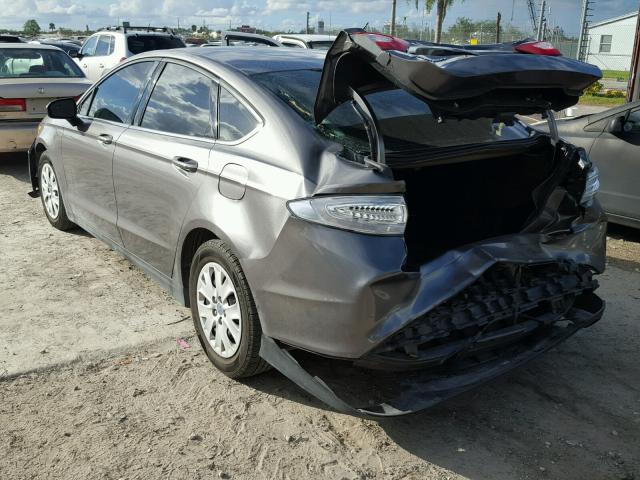 3FA6P0G76DR259239 - 2013 FORD FUSION S GRAY photo 3