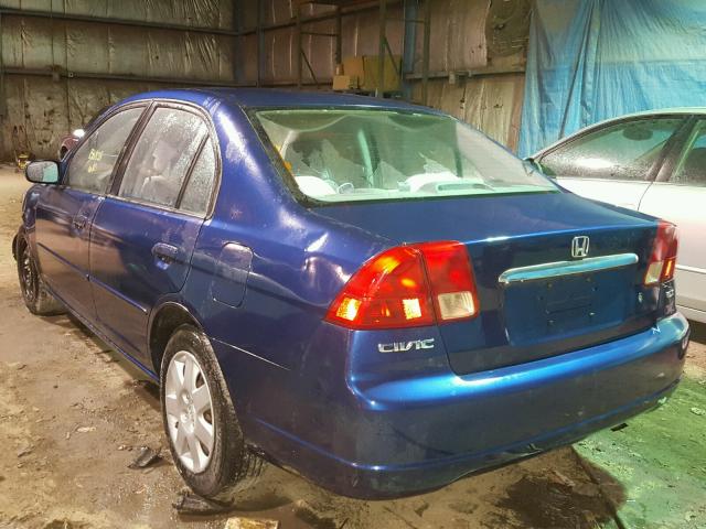 1HGES26731L064485 - 2001 HONDA CIVIC EX BLUE photo 3