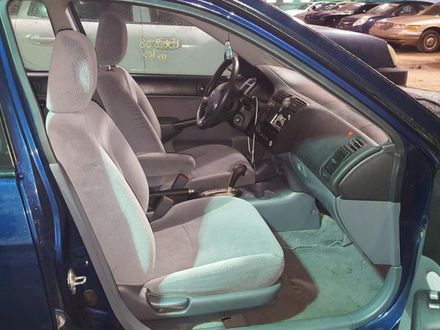 1HGES26731L064485 - 2001 HONDA CIVIC EX BLUE photo 5