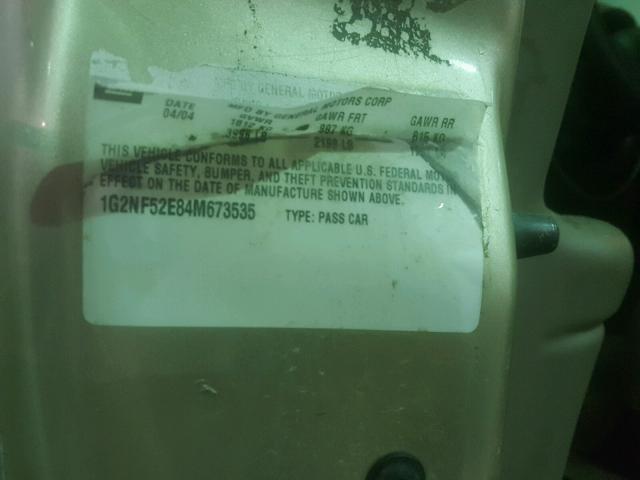 1G2NF52E84M673535 - 2004 PONTIAC GRAND AM S GOLD photo 10