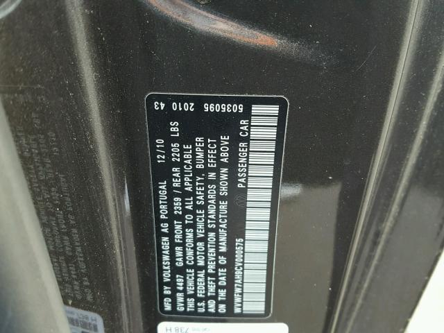 WVWFW7AH9CV000575 - 2012 VOLKSWAGEN EOS LUX 灰色 照片 10