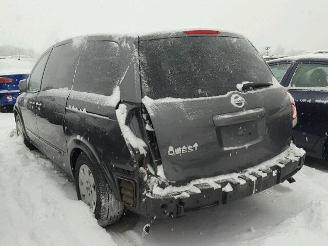 5N1BV28U66N126349 - 2006 NISSAN QUEST S GRAY photo 3