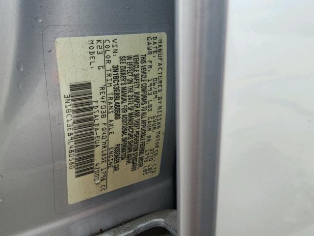 3N1BC13E89L480580 - 2009 NISSAN VERSA S SILVER photo 10