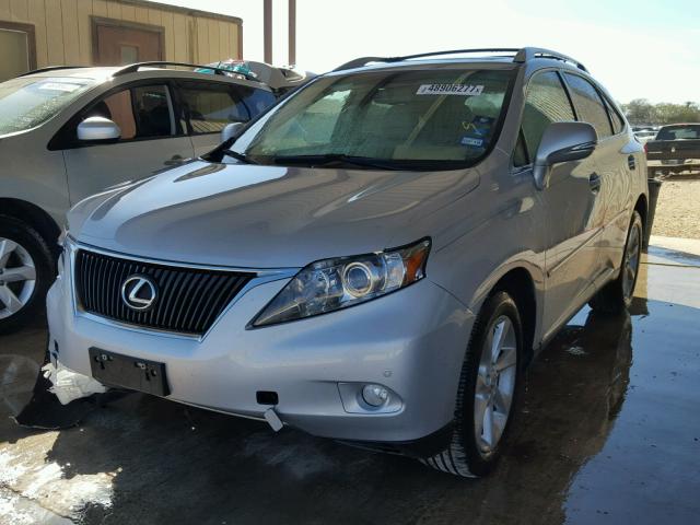 2T2ZK1BA6BC054405 - 2011 LEXUS RX 350 SILVER photo 2