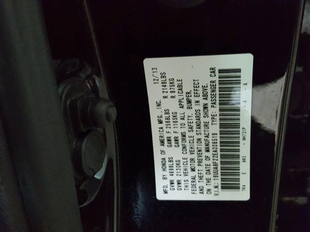 19UUA8F22EA006519 - 2014 ACURA TL BLACK photo 10