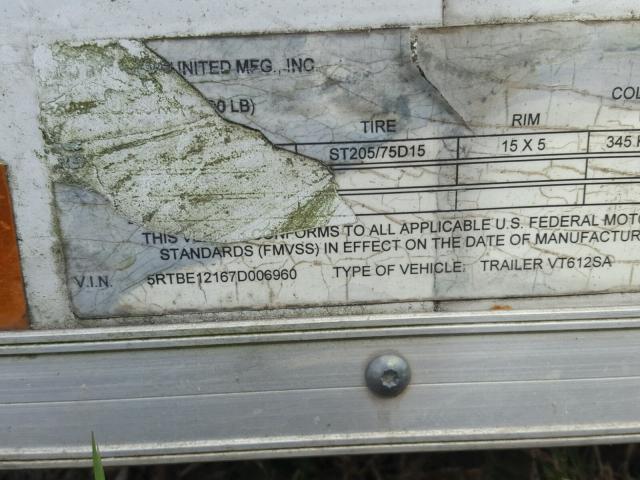 5RTBE12167D006960 - 1999 UTILITY TRAILER WHITE photo 10