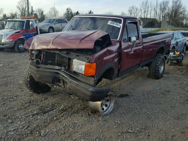 1FTHF36G4KNB30229 - 1989 FORD F350 BURGUNDY photo 2