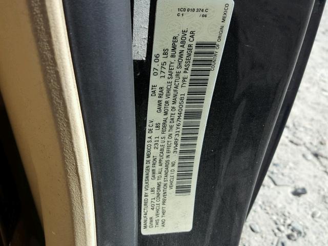 3VWRF31Y67M400581 - 2007 VOLKSWAGEN NEW BEETLE 黑色 照片 10