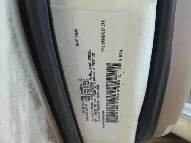 4S3BH806547600692 - 2004 SUBARU LEGACY OUT WHITE photo 10