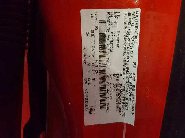 1FADP3K26EL145925 - 2014 FORD FOCUS SE RED photo 10