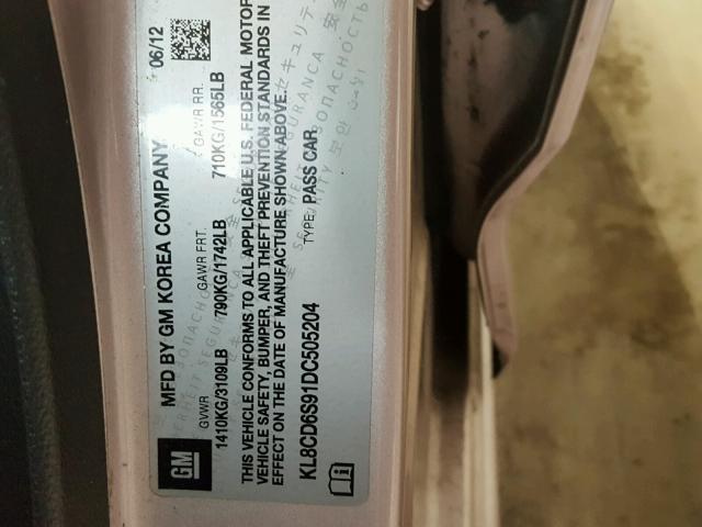 KL8CD6S91DC505204 - 2013 CHEVROLET SPARK 1LT Розовый фото 10