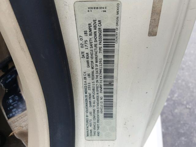 3VWRF31YX7M411261 - 2007 VOLKSWAGEN NEW BEETLE 米色 照片 10