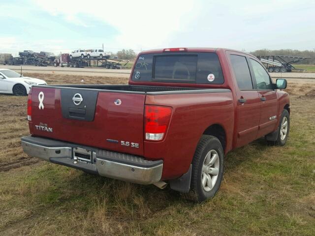 1N6BA07D58N339671 - 2008 NISSAN TITAN XE RED photo 4