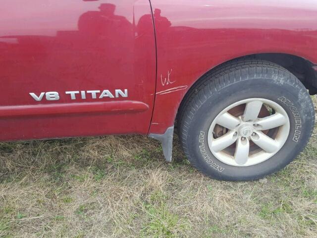 1N6BA07D58N339671 - 2008 NISSAN TITAN XE RED photo 9