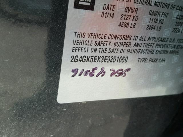 2G4GK5EX3E9251650 - 2014 BUICK REGAL GRAY photo 10