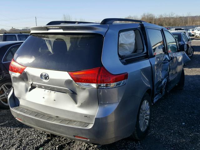 5TDYK3DC5BS156697 - 2011 TOYOTA SIENNA XLE SILVER photo 4