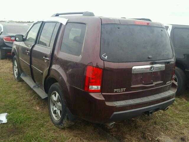 5FNYF4H41AB006036 - 2010 HONDA PILOT EX BURGUNDY photo 3