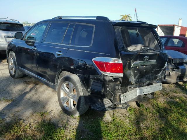 5TDYK3EH0DS128139 - 2013 TOYOTA HIGHLANDER BLACK photo 3