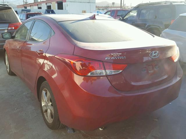 KMHDH4AE3DU642105 - 2013 HYUNDAI ELANTRA GL RED photo 3