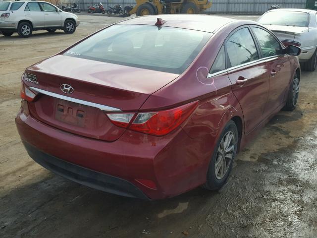 5NPEB4AC2EH834331 - 2014 HYUNDAI SONATA GLS RED photo 4