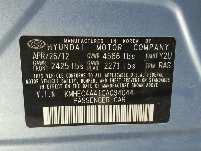 KMHEC4A41CA034044 - 2012 HYUNDAI SONATA HYB BLUE photo 10