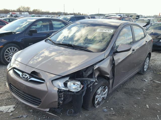 KMHCT4AE2CU260589 - 2012 HYUNDAI ACCENT GLS BROWN photo 2