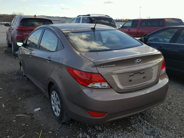 KMHCT4AE2CU260589 - 2012 HYUNDAI ACCENT GLS BROWN photo 3