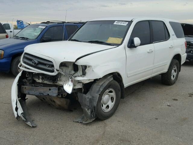 5TDZT34A72S128321 - 2002 TOYOTA SEQUOIA SR WHITE photo 2