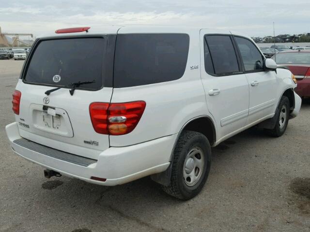 5TDZT34A72S128321 - 2002 TOYOTA SEQUOIA SR WHITE photo 4