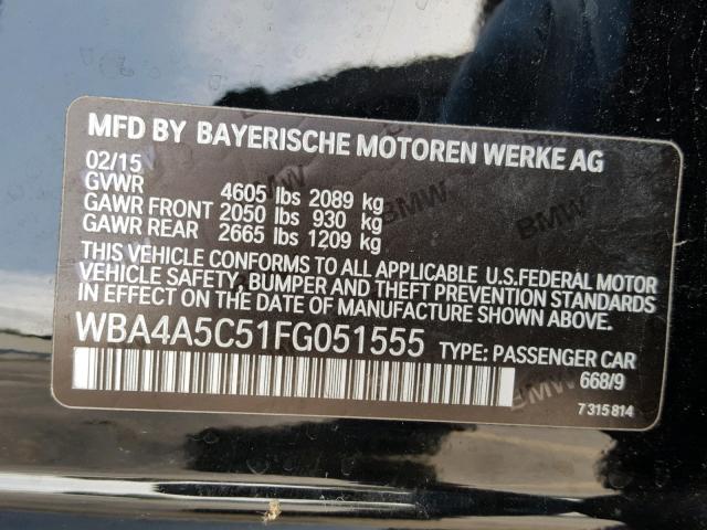 WBA4A5C51FG051555 - 2015 BMW 428 I BLACK photo 10