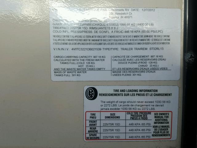 4V0TC3221DB021539 - 2013 CROS SUNSET TAN photo 8