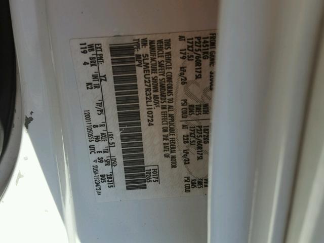 5LMEU27R32LJ10724 - 2002 LINCOLN NAVIGATOR WHITE photo 10