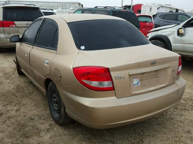 KNADC125136281845 - 2003 KIA RIO GOLD photo 3