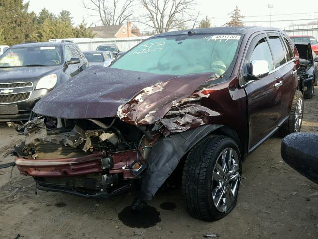 2FMDK4KC5BBA44714 - 2011 FORD EDGE LIMIT MAROON photo 2