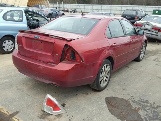 3FAHP07Z77R137097 - 2007 FORD FUSION SE RED photo 4