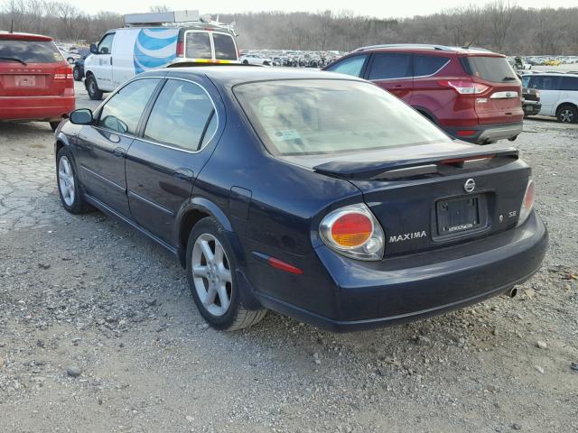 JN1DA31A22T302787 - 2002 NISSAN MAXIMA GLE BLUE photo 3