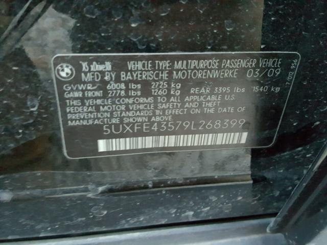 5UXFE43579L268399 - 2009 BMW X5 XDRIVE3 Schwarz Foto 10