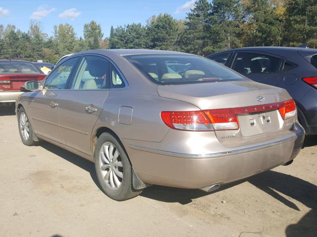 KMHFC46F17A139560 - 2007 HYUNDAI AZERA SE GOLD photo 3