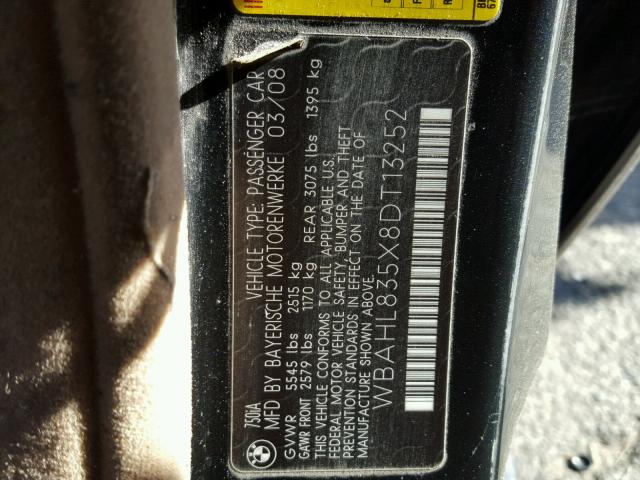 WBAHL835X8DT13252 - 2008 BMW ALPINA B7 შავი ფოტო 10