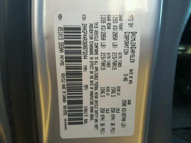 2A4GP44R36R873244 - 2006 CHRYSLER TOWN & COU BLUE photo 10