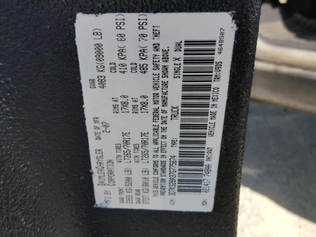 3D7KS28A37G775674 - 2007 DODGE RAM 2500 S Qara foto 10