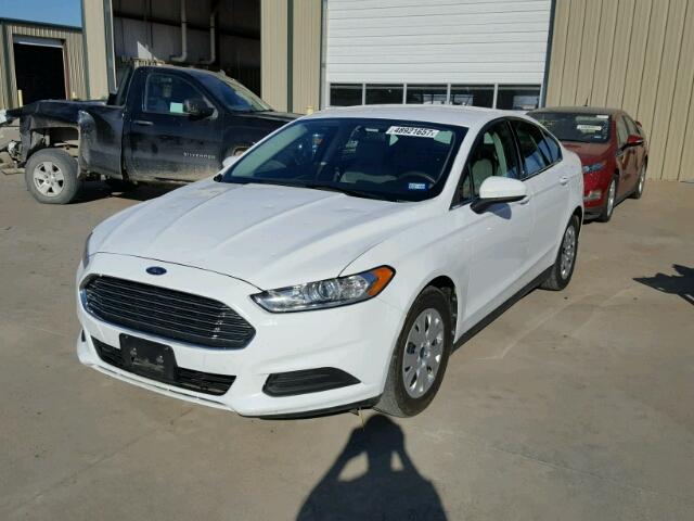 3FA6P0G71DR205170 - 2013 FORD FUSION S WHITE photo 2