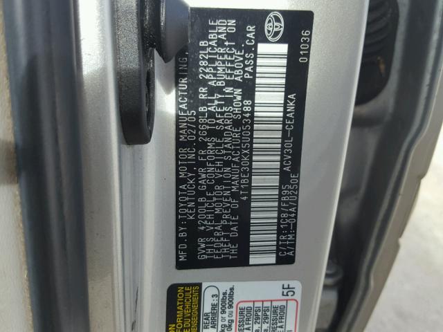 4T1BE30KX5U053488 - 2005 TOYOTA CAMRY LE 米色 照片 10