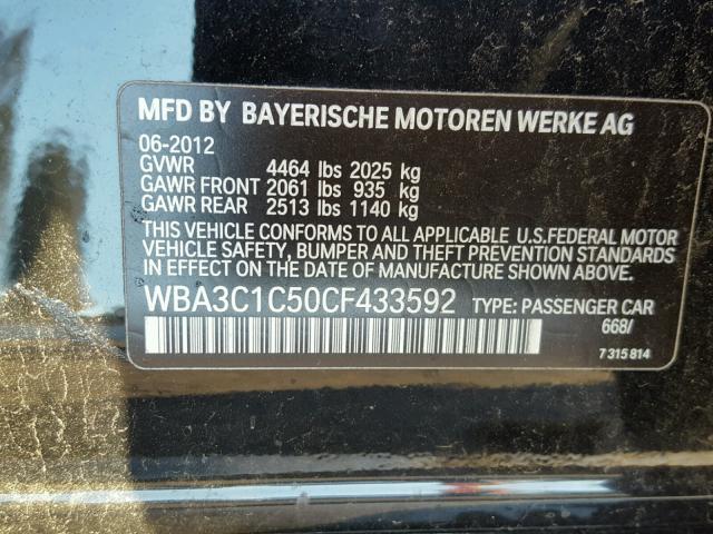 WBA3C1C50CF433592 - 2012 BMW 328 I SULE BLACK photo 10